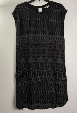 H&M Black White Tribal Geometric Shift Dress Viscose NWOT Size 14